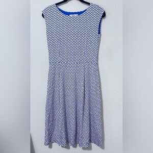 Boden Cyan Flower Fan Marina Dress Sleeveless Midi Jersey Knit Size 4R